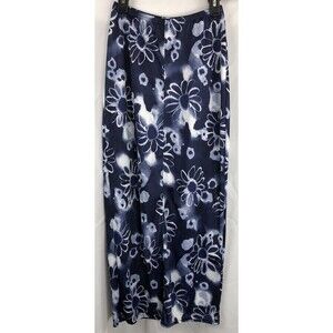 Cool Wear silky straight midi skirt M blue floral tropical coconut girl Beach